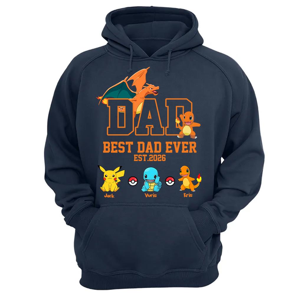 Pokedad Best Dad Ever, Personalized Pokedad Shirt With Kids Name, Father's Day Gifts For Dad, Husband, Grandpa MI209 Hv01