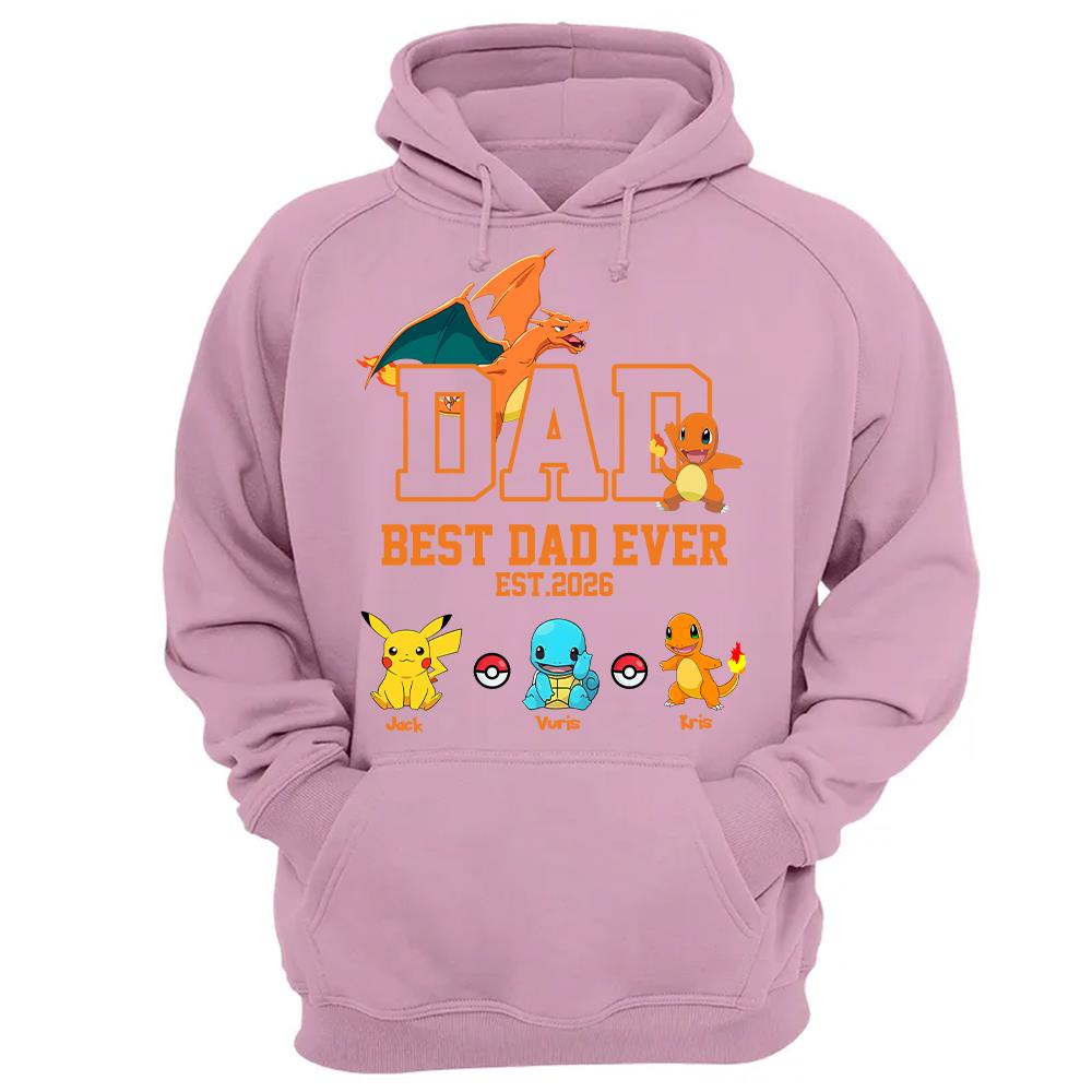 Pokedad Best Dad Ever, Personalized Pokedad Shirt With Kids Name, Father's Day Gifts For Dad, Husband, Grandpa MI209 Hv01