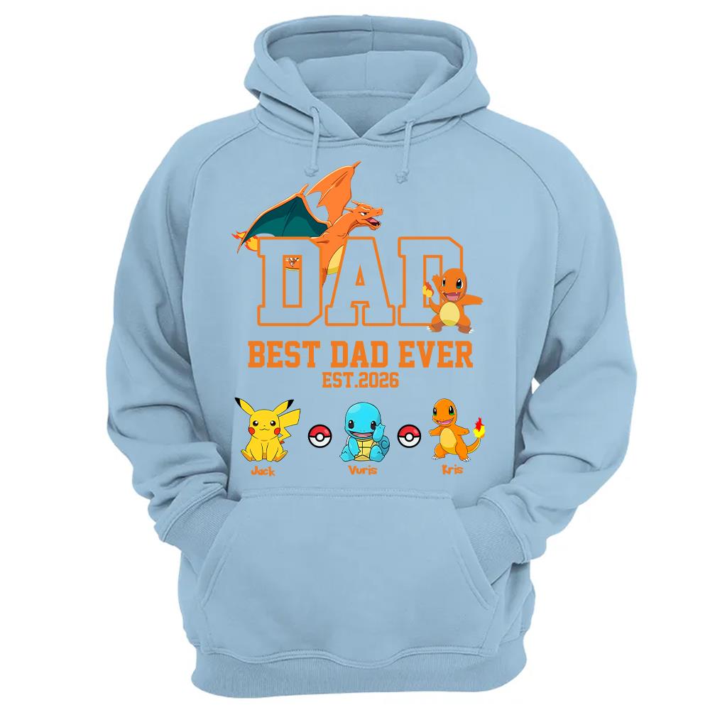Pokedad Best Dad Ever, Personalized Pokedad Shirt With Kids Name, Father's Day Gifts For Dad, Husband, Grandpa MI209 Hv01