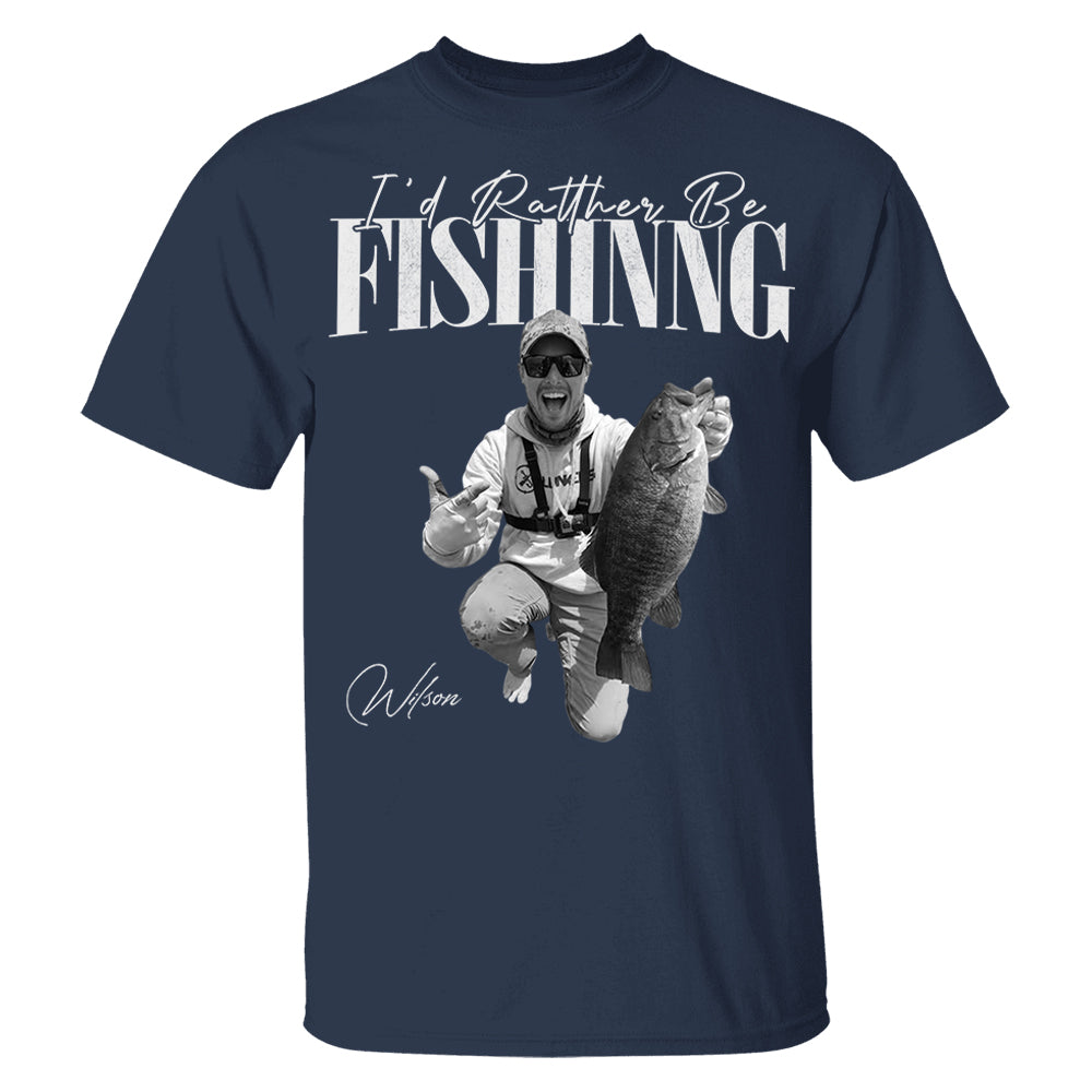 I'd Rather Be Fishing – Washed Tee Retro Bootleg Shirt For Fishing Na02