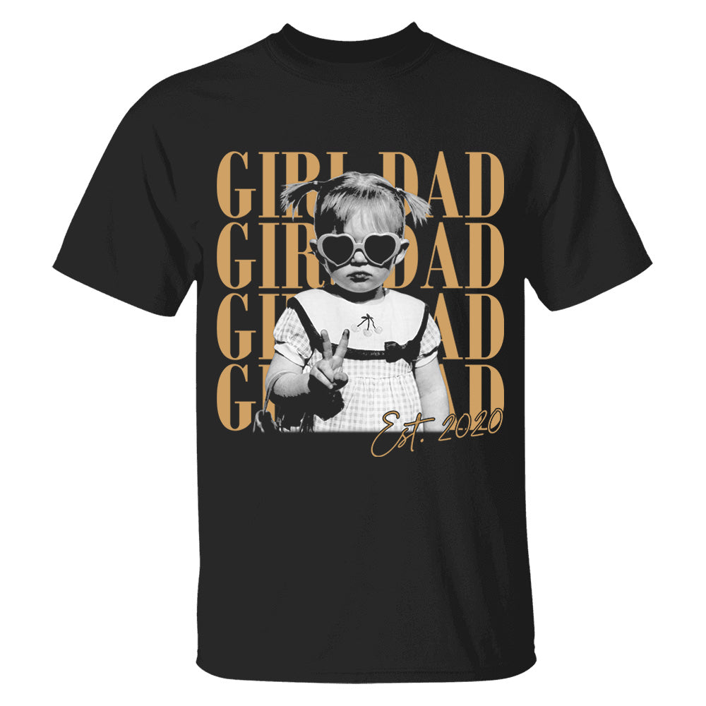 Custom Dad Vintage Photo Shirt, Custom Girl Dad Shirt, Personalized Fathers Day Shirt With Kids Photo, Funny Dad Shirt, Gift from Daughter VH01