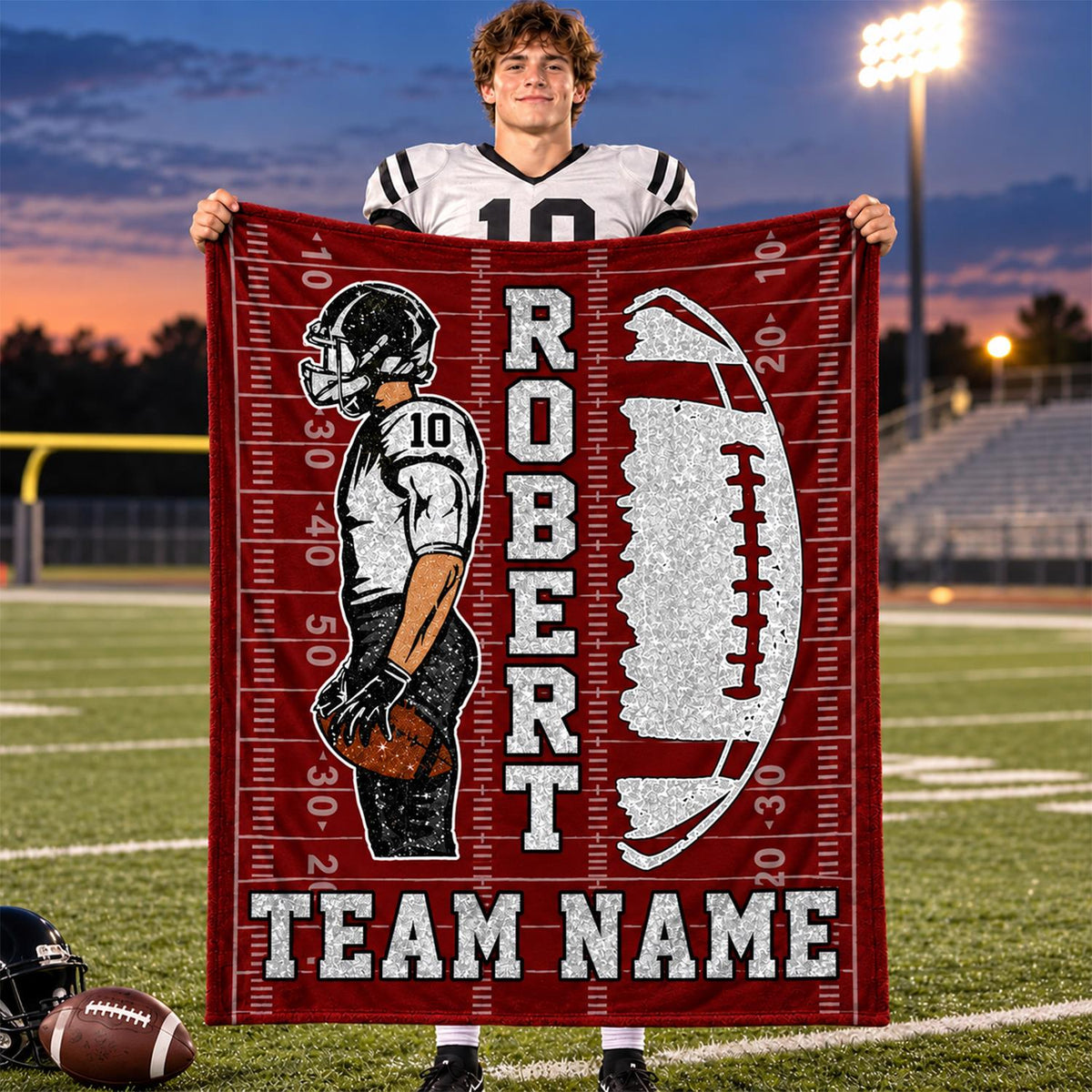 Personalized American Football Blanket - Matching Football Player Blanket - Custom Football Team NA04 Hv01 KL07