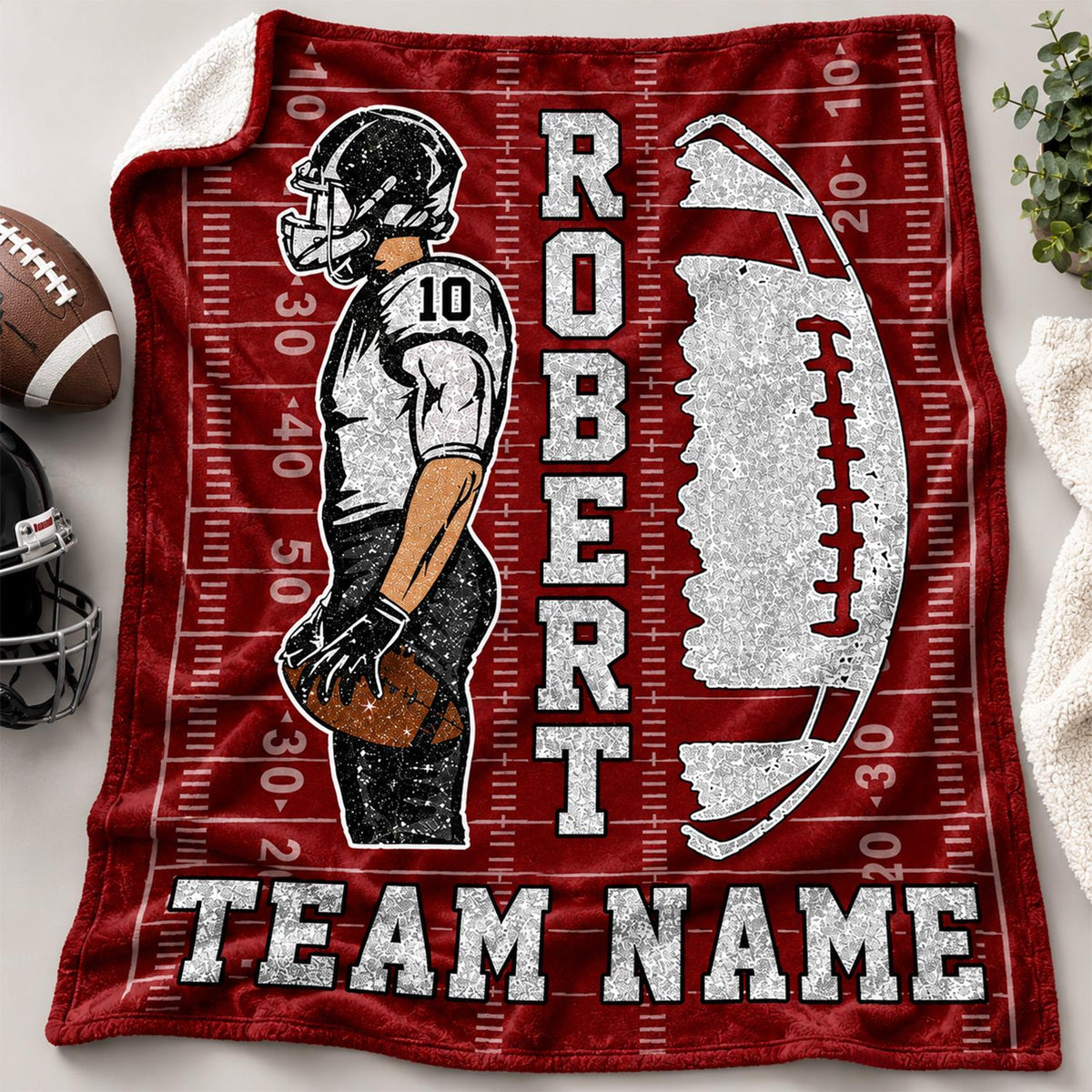 Personalized American Football Blanket - Matching Football Player Blanket - Custom Football Team NA04 Hv01 KL07