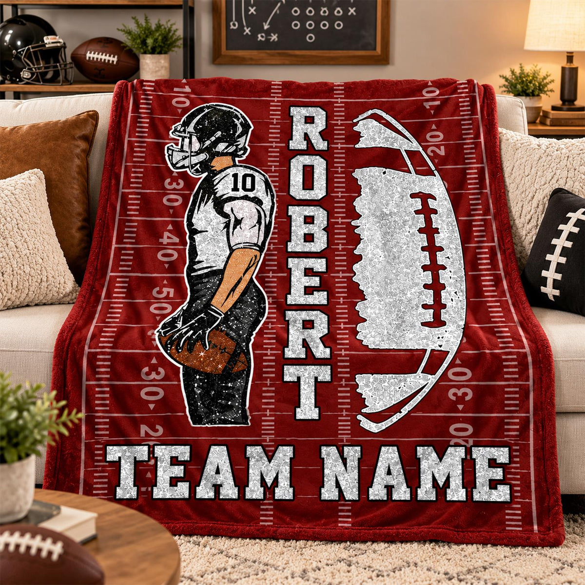 Personalized American Football Blanket - Matching Football Player Blanket - Custom Football Team NA04 Hv01 KL07