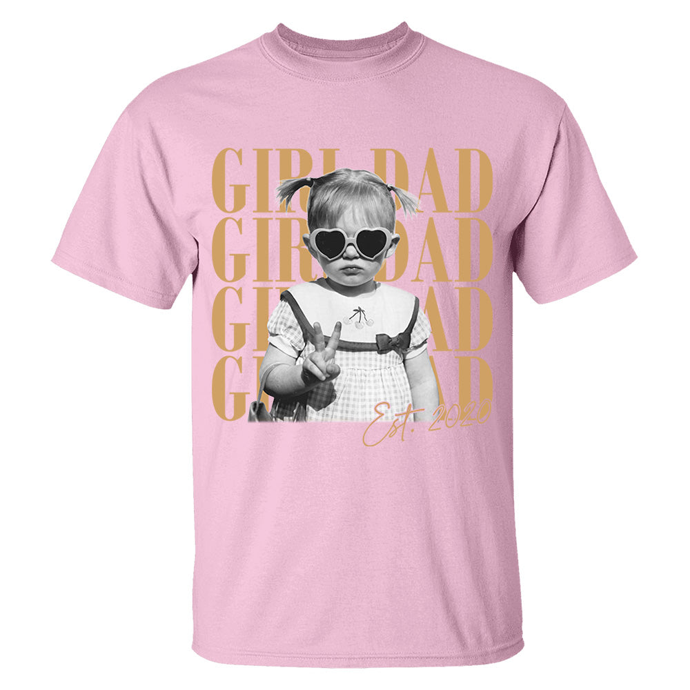 Custom Dad Vintage Photo Shirt, Custom Girl Dad Shirt, Personalized Fathers Day Shirt With Kids Photo, Funny Dad Shirt, Gift from Daughter VH01