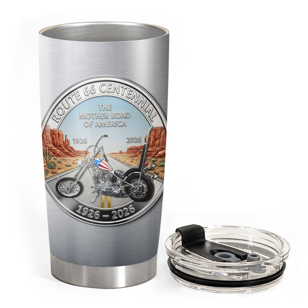 Celebrate 100 Years of Road Route 66 Tumbler - Custom Vehicle's Photo Tumbler - Gift for Bikers A2110 Pt99