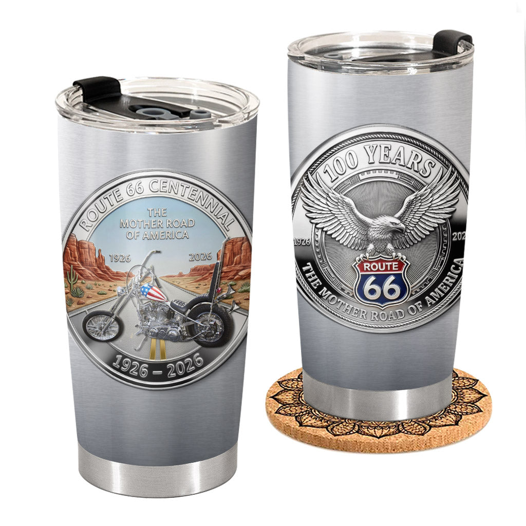 Celebrate 100 Years of Road Route 66 Tumbler - Custom Vehicle's Photo Tumbler - Gift for Bikers A2110 Pt99