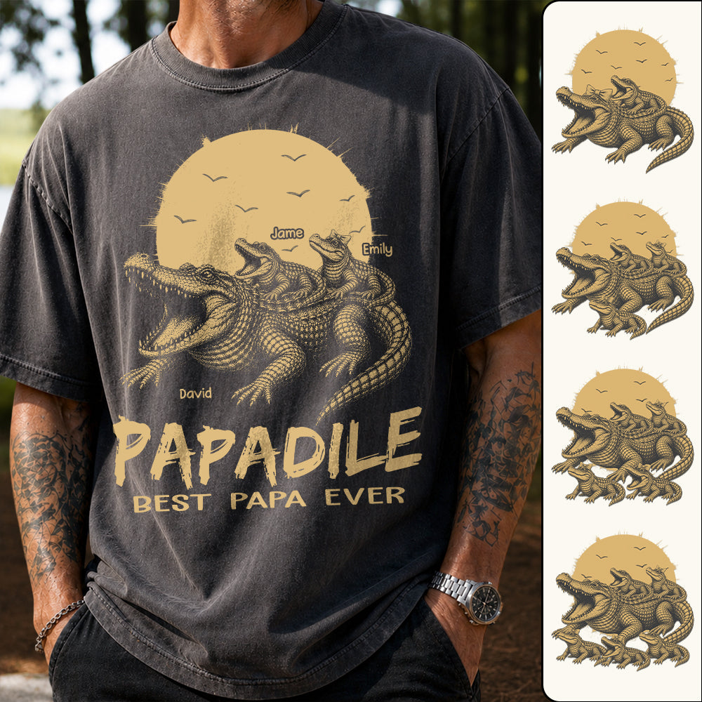 Custom Papadile Crocodile Papa Shirt, Alligator Dad Gift L0411 Hv01