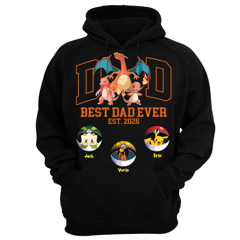 Pokedad Best Dad Ever, Personalized Pokedad Shirt With Kids Name, Father's Day Gift For Husband, Dad, Grandpa MI209 Li29