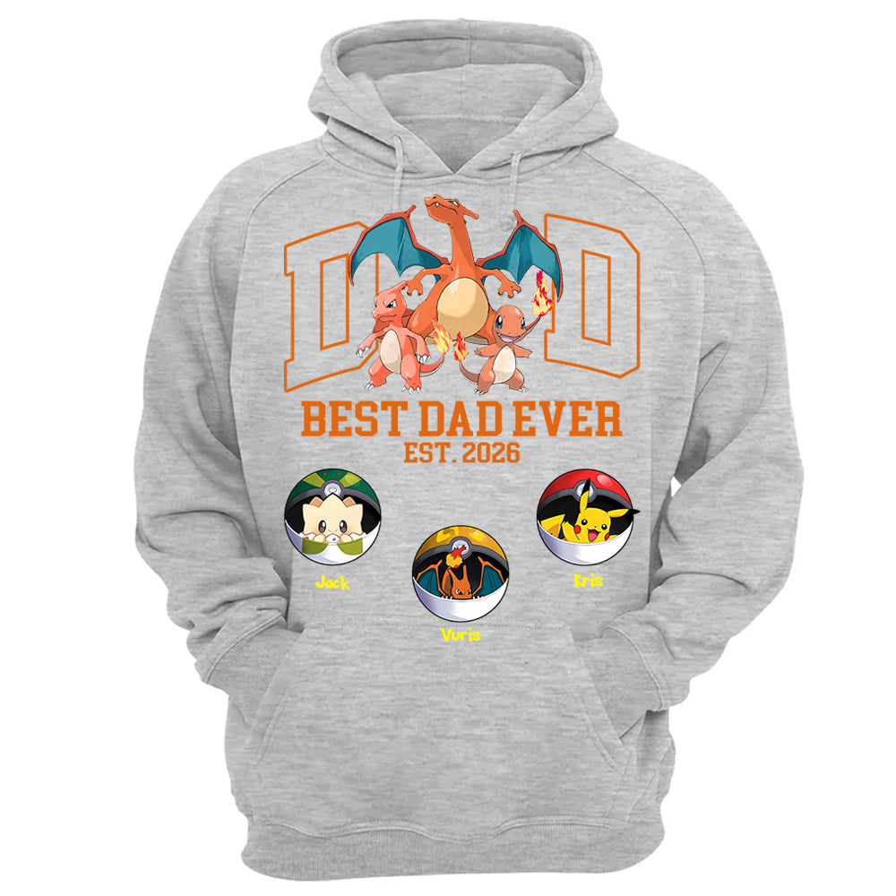 Pokedad Best Dad Ever, Personalized Pokedad Shirt With Kids Name, Father's Day Gift For Husband, Dad, Grandpa MI209 Li29