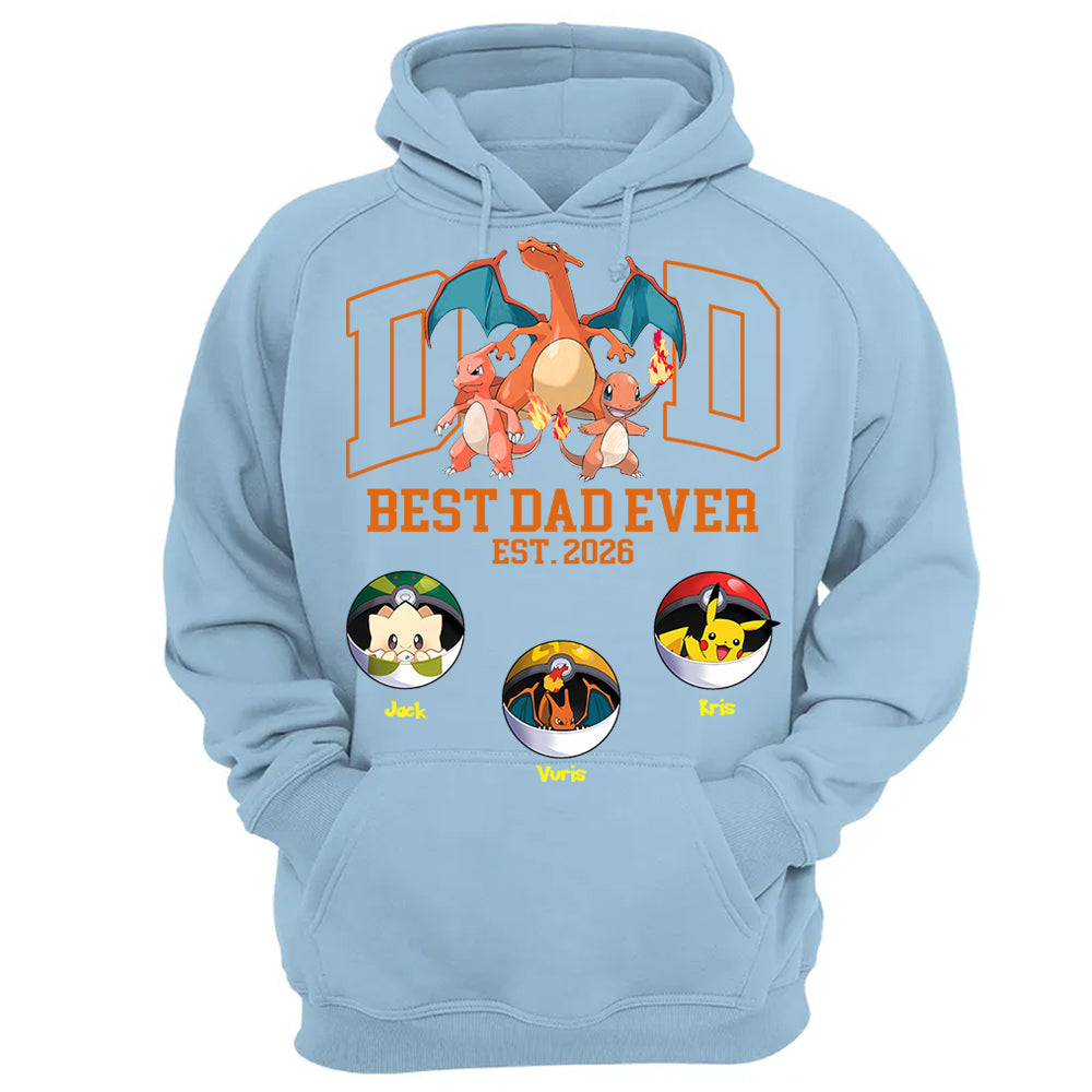 Pokedad Best Dad Ever, Personalized Pokedad Shirt With Kids Name, Father's Day Gift For Husband, Dad, Grandpa MI209 Li29