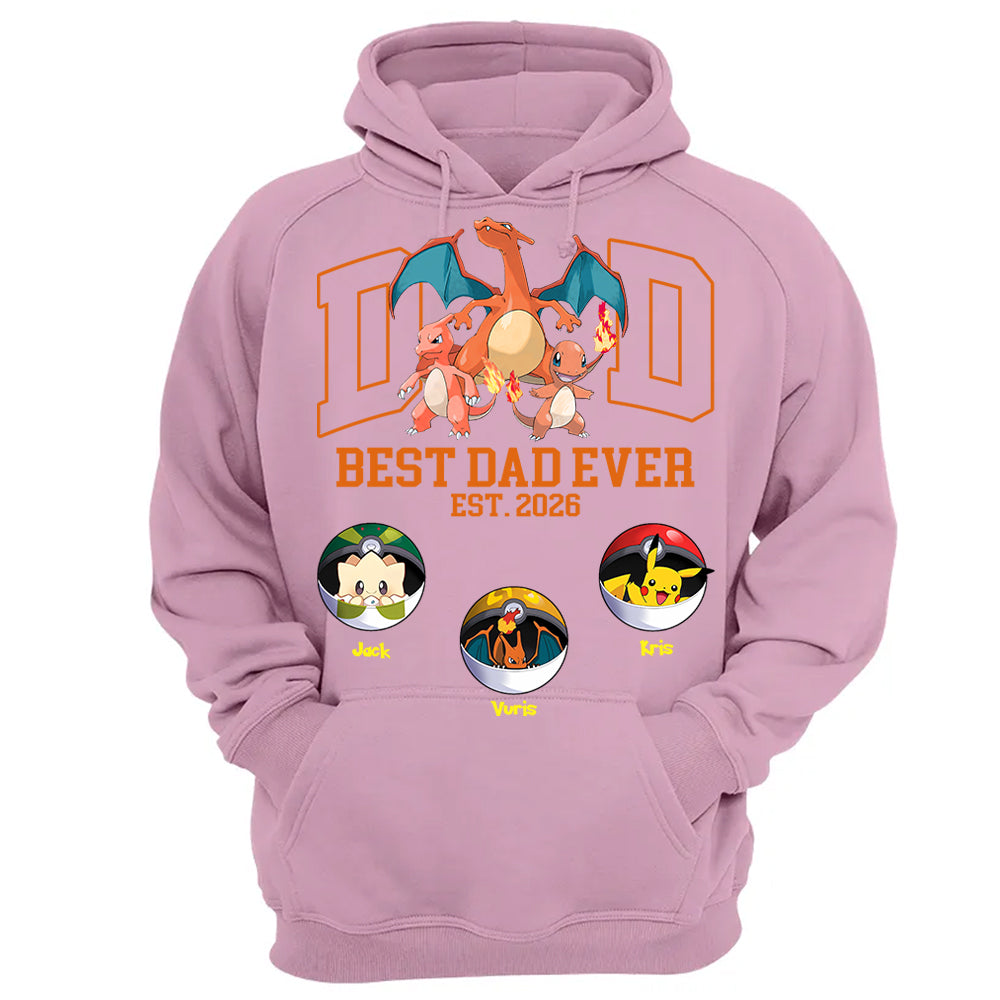 Pokedad Best Dad Ever, Personalized Pokedad Shirt With Kids Name, Father's Day Gift For Husband, Dad, Grandpa MI209 Li29