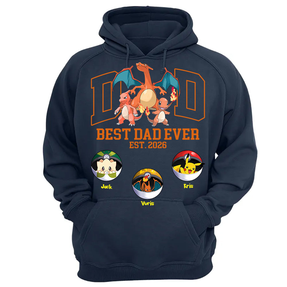 Pokedad Best Dad Ever, Personalized Pokedad Shirt With Kids Name, Father's Day Gift For Husband, Dad, Grandpa MI209 Li29