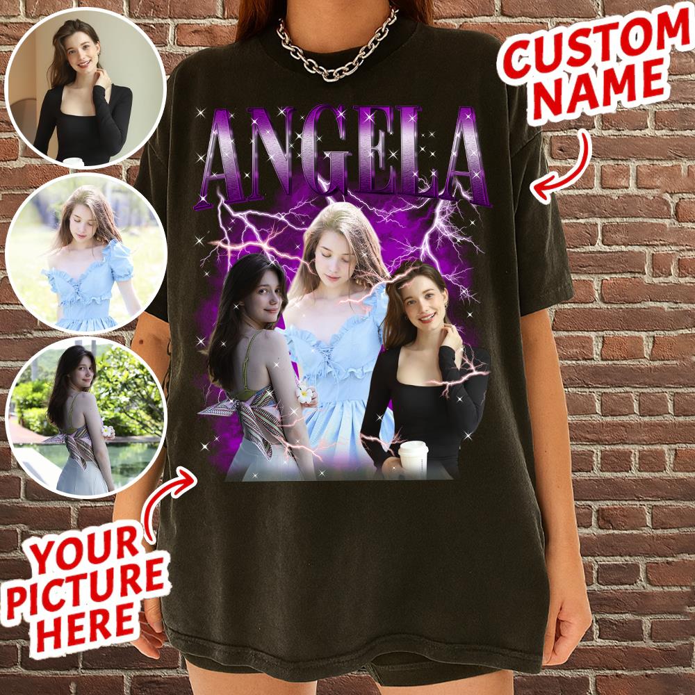 Custom Bootleg Rap Tee Shirt for Boyfriend Girlfriend Custom Face Tshirt Vintage Graphic Shirt Nh00