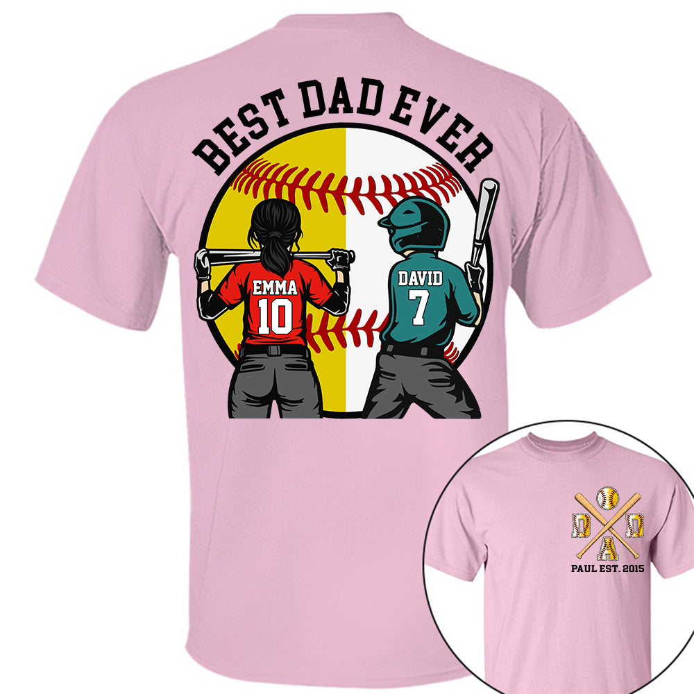 Customized Baseball Softball Dad Shirt - Baseball Softball Dad - Best Dad Ever - Baseball Shirt, Gameday Dad Shirt 2026 - Happy Father's Day 2026 - Personalized Shirt VH01