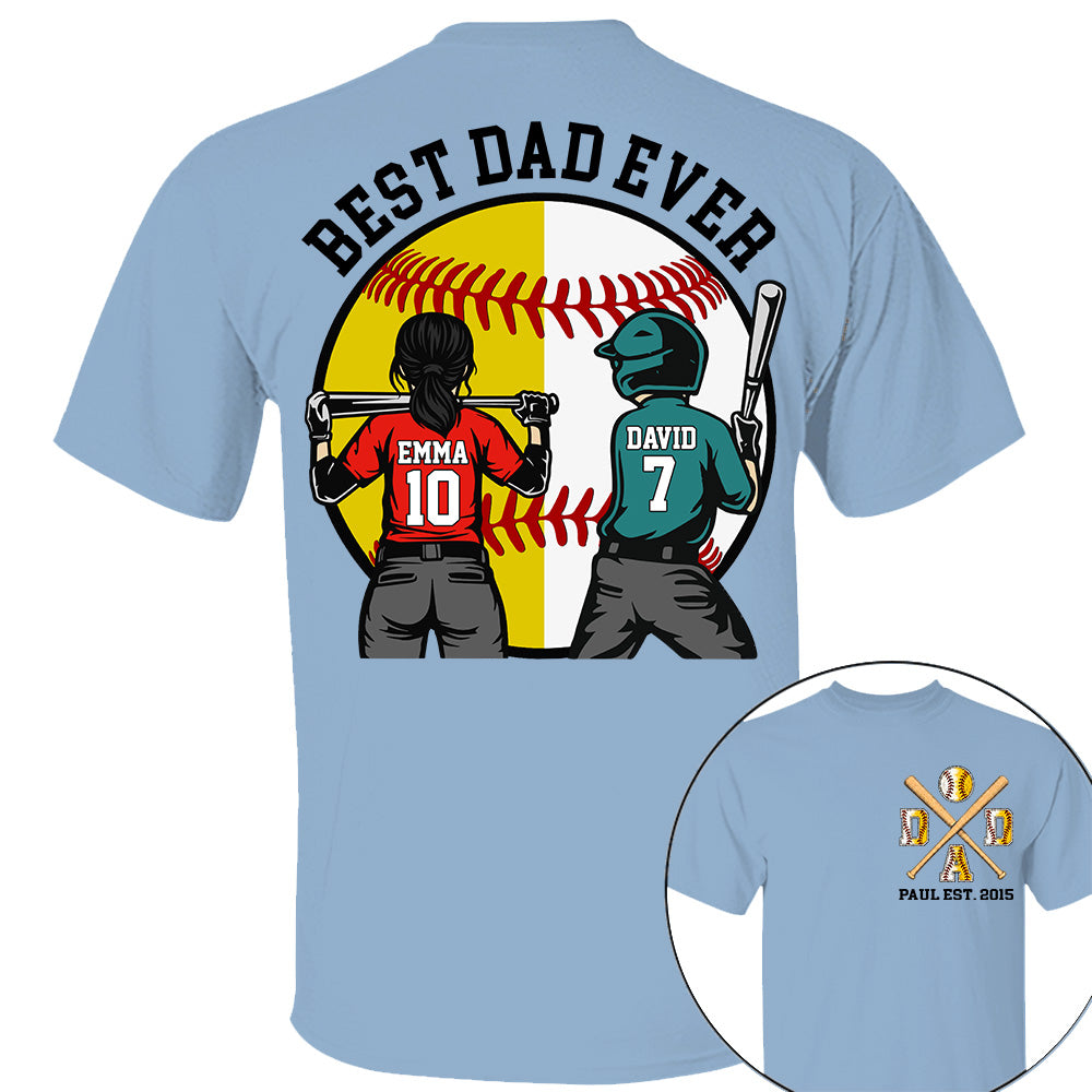 Customized Baseball Softball Dad Shirt - Baseball Softball Dad - Best Dad Ever - Baseball Shirt, Gameday Dad Shirt 2026 - Happy Father's Day 2026 - Personalized Shirt VH01