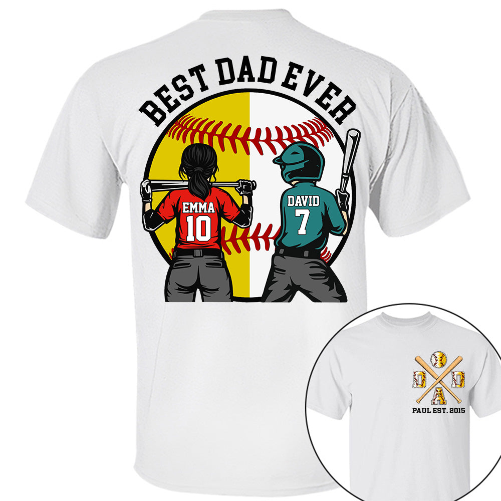 Customized Baseball Softball Dad Shirt - Baseball Softball Dad - Best Dad Ever - Baseball Shirt, Gameday Dad Shirt 2026 - Happy Father's Day 2026 - Personalized Shirt VH01