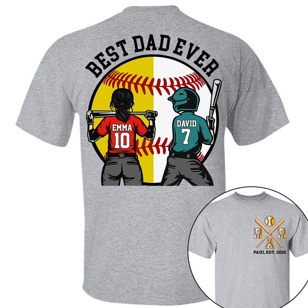 Customized Baseball Softball Dad Shirt - Baseball Softball Dad - Best Dad Ever - Baseball Shirt, Gameday Dad Shirt 2026 - Happy Father's Day 2026 - Personalized Shirt VH01