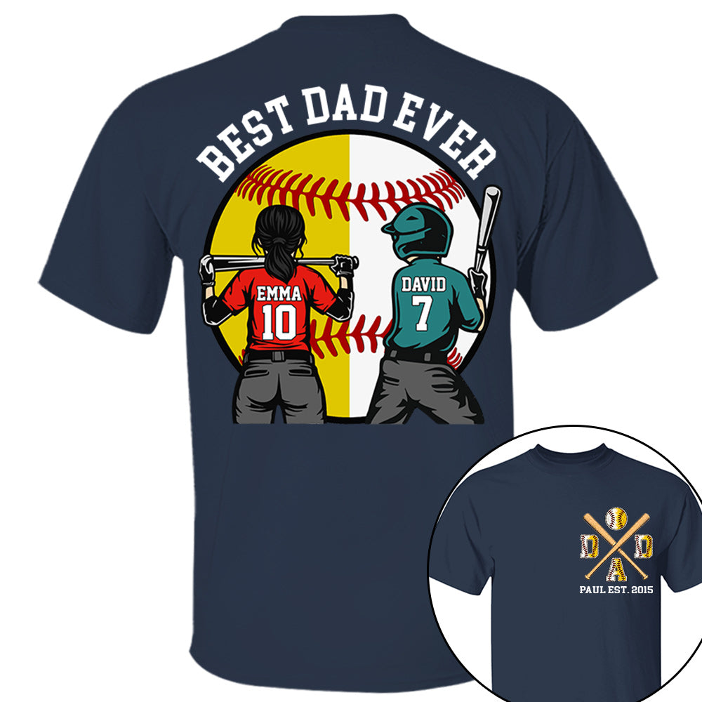 Customized Baseball Softball Dad Shirt - Baseball Softball Dad - Best Dad Ever - Baseball Shirt, Gameday Dad Shirt 2026 - Happy Father's Day 2026 - Personalized Shirt VH01