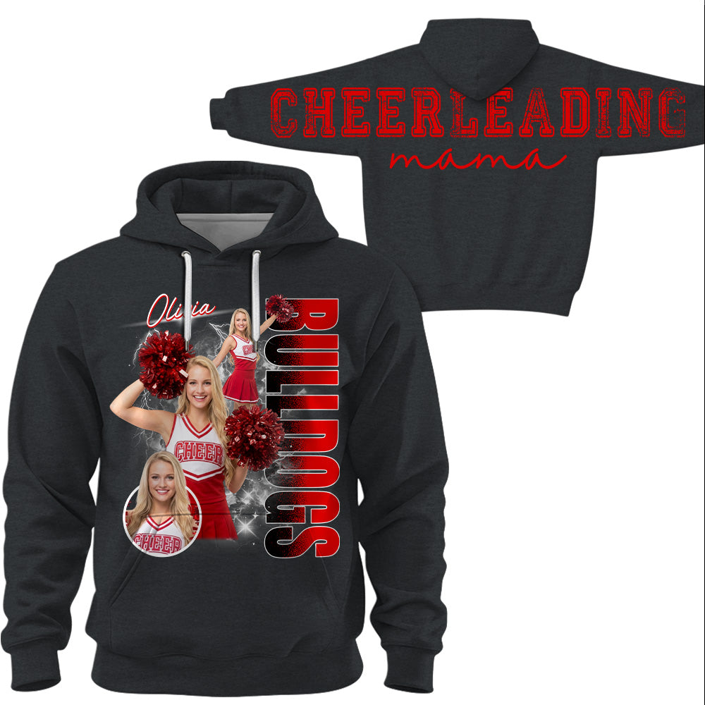 Personalized Chearleading Mom Sweatshirt, Custom Large Back Graphic Cheer, Gift For Cheer Mom Cheerleader Lovers MI209 VH01