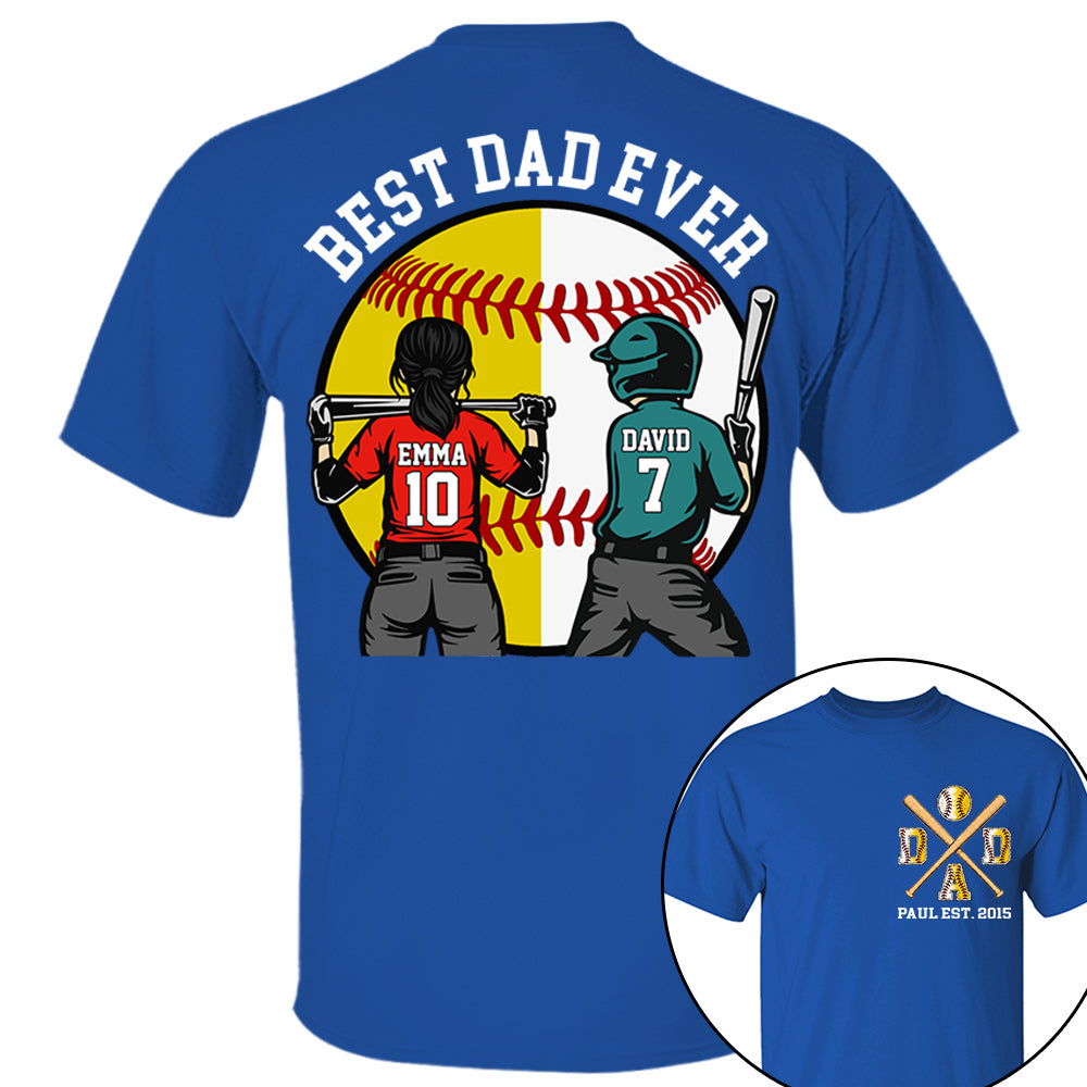 Customized Baseball Softball Dad Shirt - Baseball Softball Dad - Best Dad Ever - Baseball Shirt, Gameday Dad Shirt 2026 - Happy Father's Day 2026 - Personalized Shirt VH01