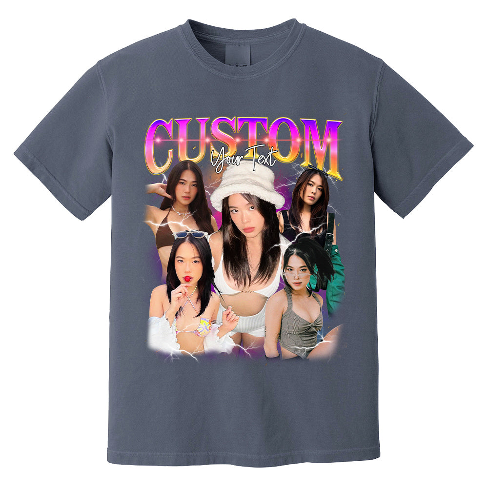 Custom Graphic Photo Vintage Washed Shirt Family Bootleg Graphic