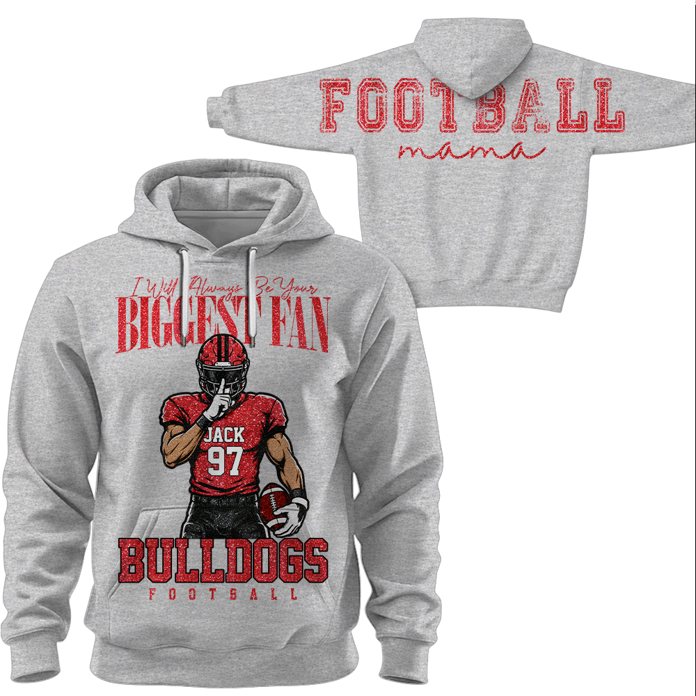 Personalized I Will Always Be Your Biggest Fan, Custom Large Back Graphic And Football PLayer Art Shirt, Gift For Football Mom Family Football Lovers MI209 Hv01