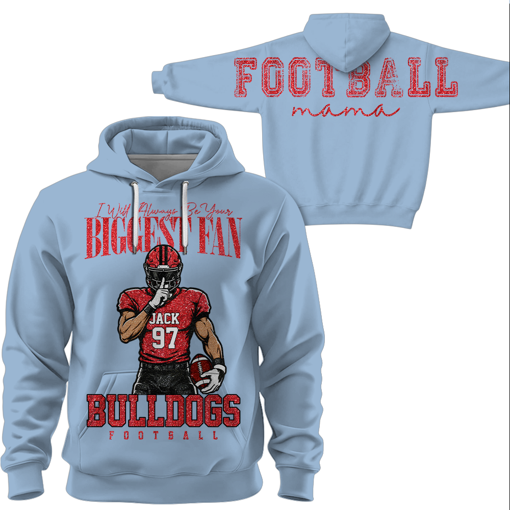 Personalized I Will Always Be Your Biggest Fan, Custom Large Back Graphic And Football PLayer Art Shirt, Gift For Football Mom Family Football Lovers MI209 Hv01