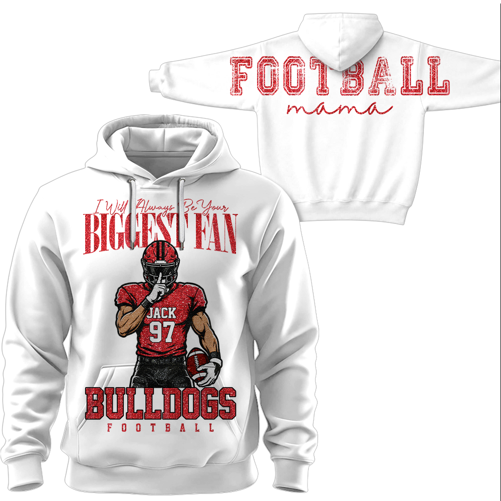 Personalized I Will Always Be Your Biggest Fan, Custom Large Back Graphic And Football PLayer Art Shirt, Gift For Football Mom Family Football Lovers MI209 Hv01
