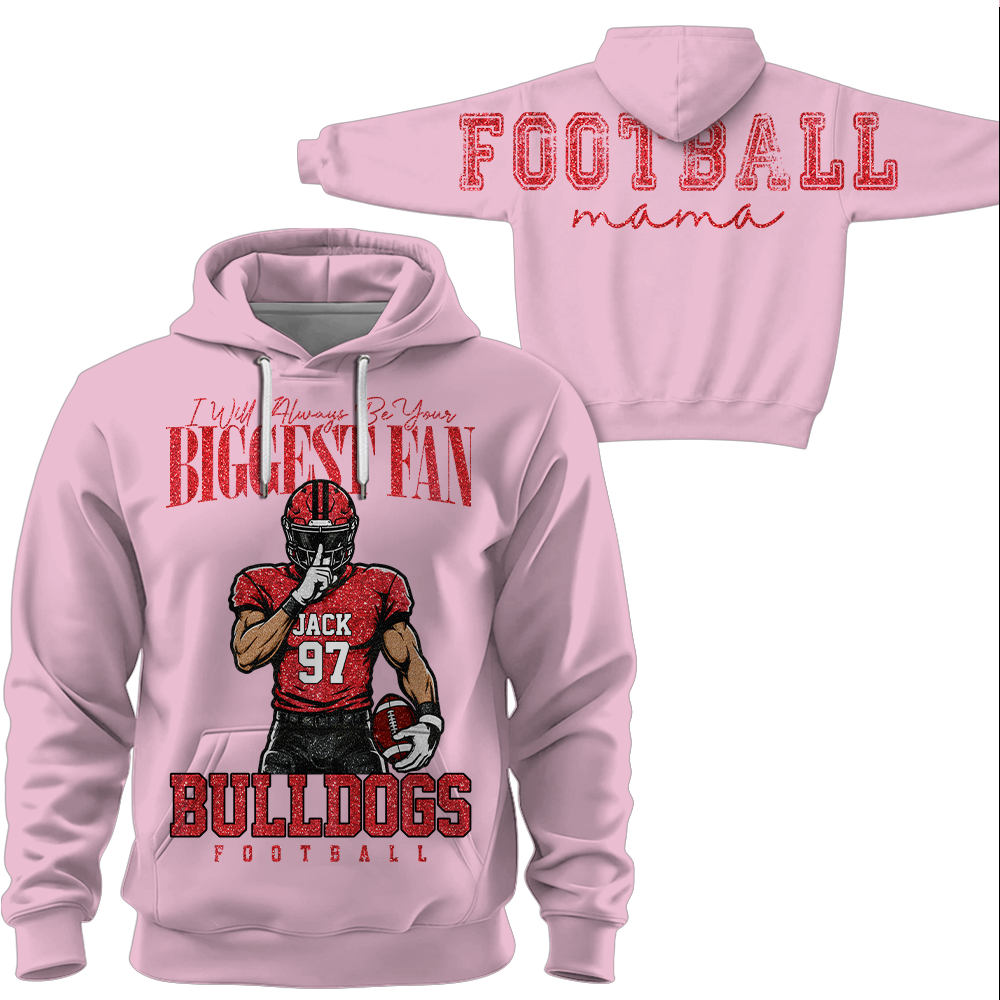 Personalized I Will Always Be Your Biggest Fan, Custom Large Back Graphic And Football PLayer Art Shirt, Gift For Football Mom Family Football Lovers MI209 Hv01