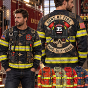 Personalized Sons Of Fire Pride Duty Honor Christmas Ugly Sweatshirt All Over Print Shirt, Custom Name Gift for Firefighters H2511 Trna