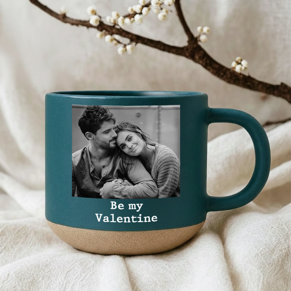 Custom Photo Pottery Mug, Custom Portrait Mug for Anniversary Birthday, Pottery Coffee Cup, Sentimental Gift For Couple Bestie Family Hv01