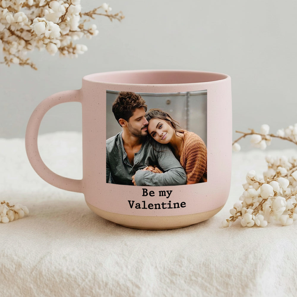 Custom Photo Pottery Mug, Custom Portrait Mug for Anniversary Birthday, Pottery Coffee Cup, Sentimental Gift For Couple Bestie Family Hv01