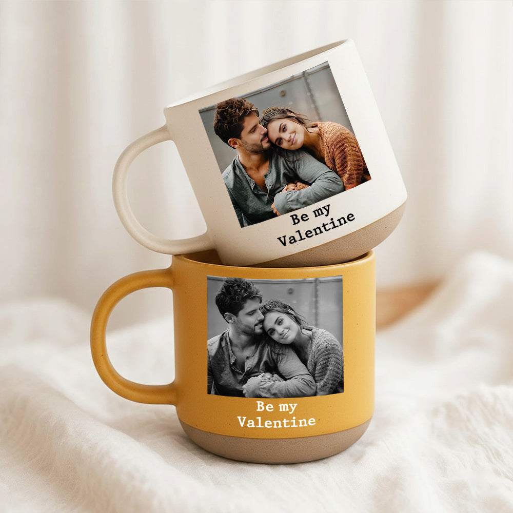 Custom Photo Pottery Mug, Custom Portrait Mug for Anniversary Birthday, Pottery Coffee Cup, Sentimental Gift For Couple Bestie Family Hv01