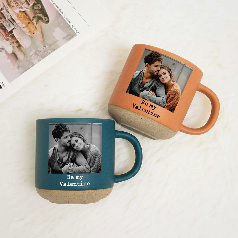 Custom Photo Pottery Mug, Custom Portrait Mug for Anniversary Birthday, Pottery Coffee Cup, Sentimental Gift For Couple Bestie Family Hv01