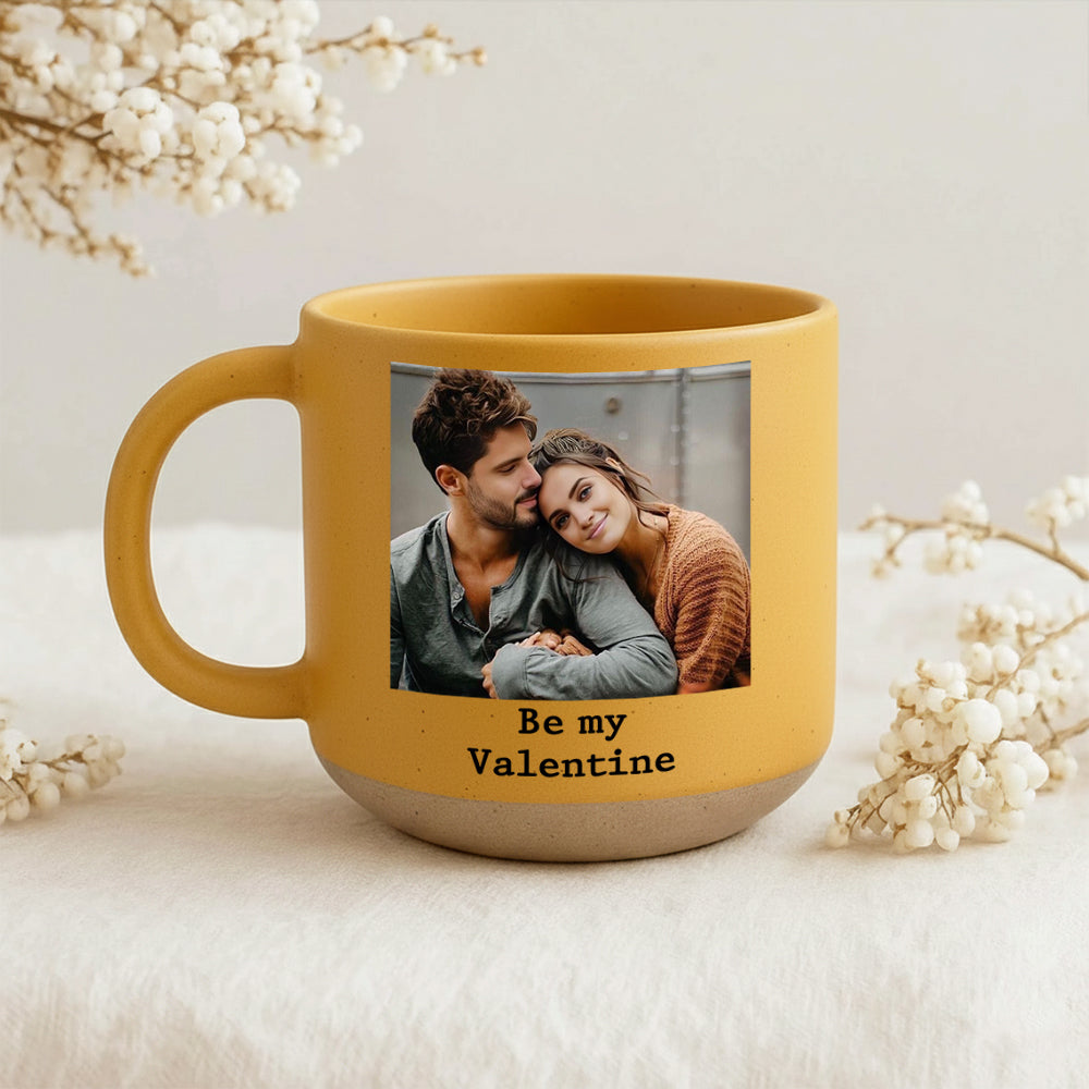 Custom Photo Pottery Mug, Custom Portrait Mug for Anniversary Birthday, Pottery Coffee Cup, Sentimental Gift For Couple Bestie Family Hv01