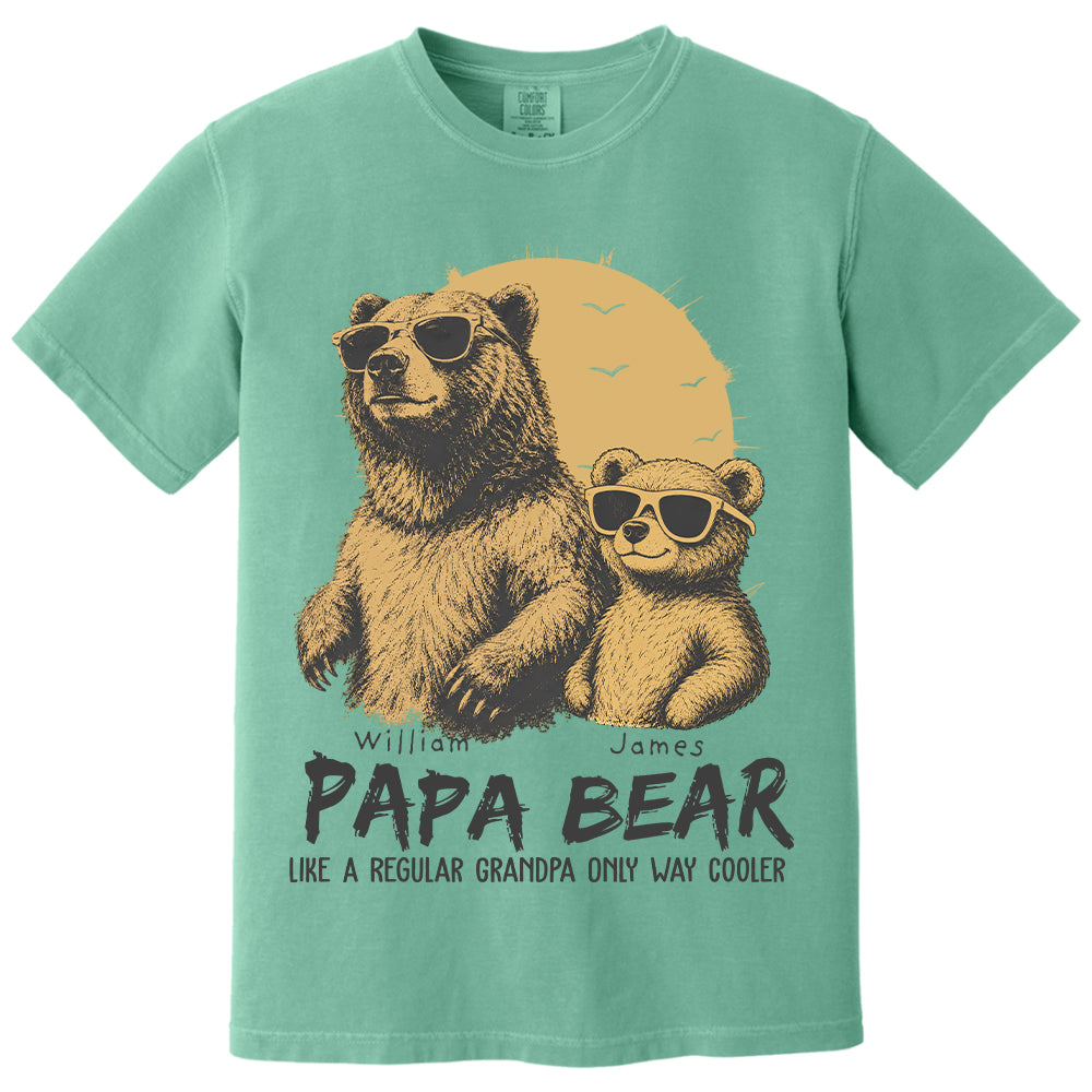 Personalized Papa Bear Like A Regular Grandpa Only Way Cooler Bear T-Shirt Father Day Gifts for Dad Funny Papa Tshirt Cool Daddy Bear Tee T24
