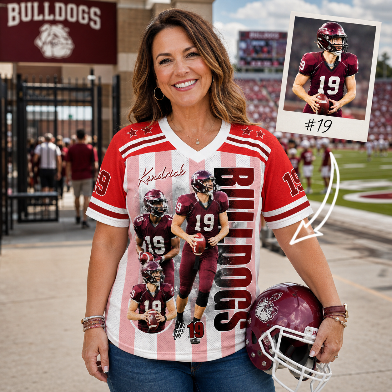 Personalized Football Mom Jersey with Photo, Name & Number, Gift For Football Mom Football Lovers MI209