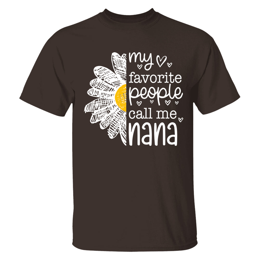 Personalized My Favorite People Call Me Grandma Flower Patchwork Shirt, Custom Kids Names Nana Mimi Gigi T24