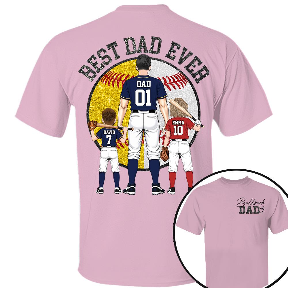 Best Dad Ever Baseball Shirt – Personalized Dad & Kids Shirt, Father’s Day Gift for Baseball, Softball Dad Na02 Nh00