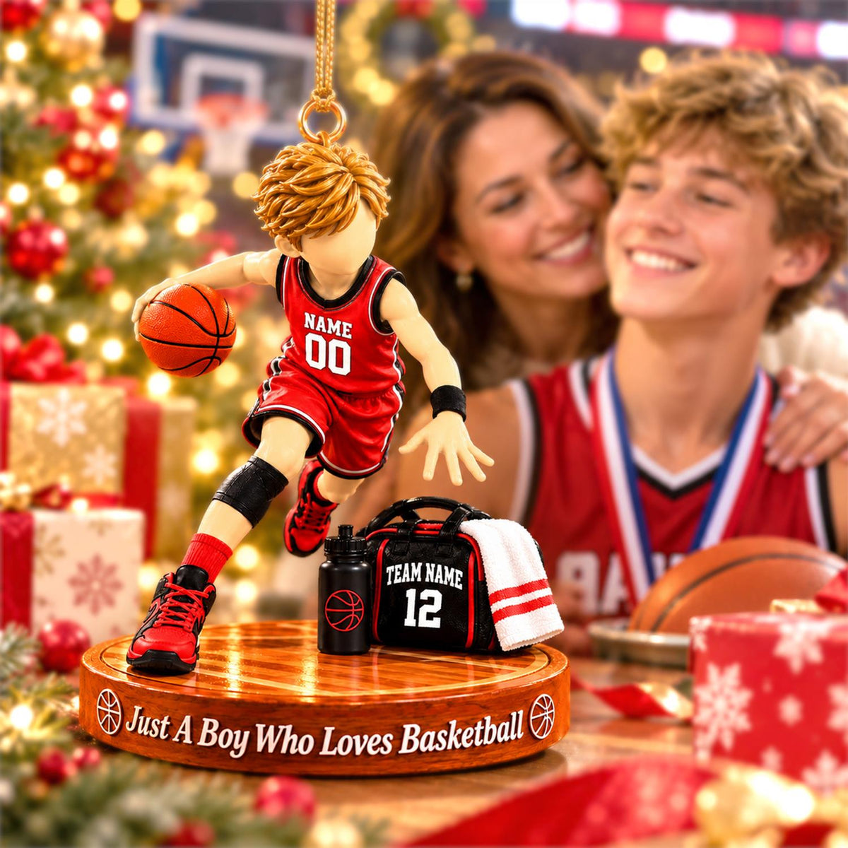 Just A Boy Who Loves Basketball Ornament, Personalized Basketball Christmas Ornament, Custom Name Gift Na02 Hv01