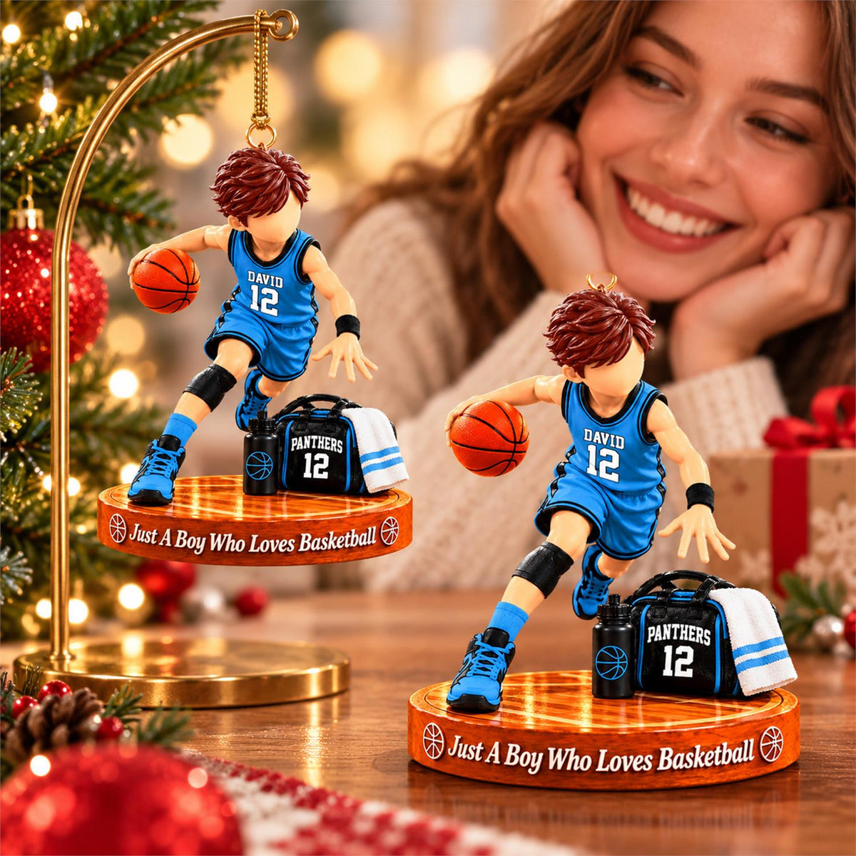 Just A Boy Who Loves Basketball Ornament, Personalized Basketball Christmas Ornament, Custom Name Gift Na02 Hv01