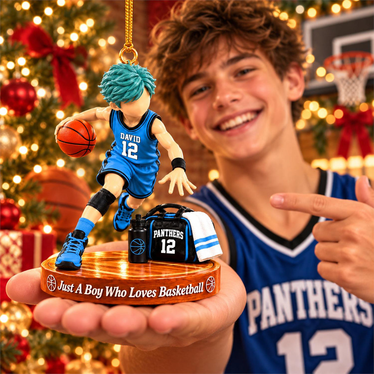 Just A Boy Who Loves Basketball Ornament, Personalized Basketball Christmas Ornament, Custom Name Gift Na02 Hv01
