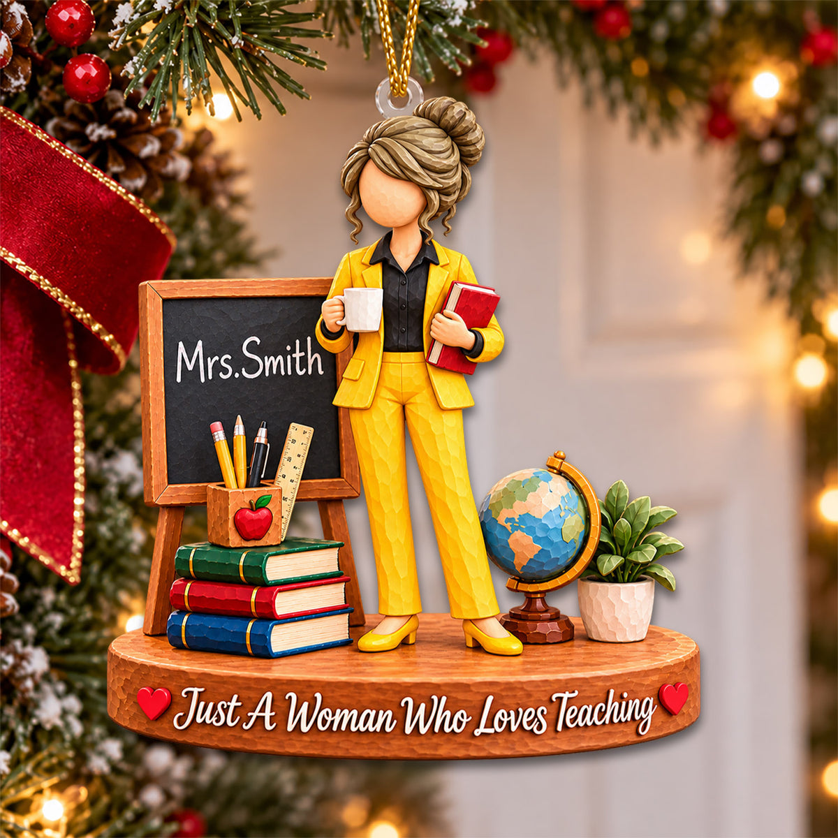 Just A Girl Who Loves Teaching, Personalized Teacher Ornament, Custom Teacher Name Gift, Gift For Teacher MI209 Nh00