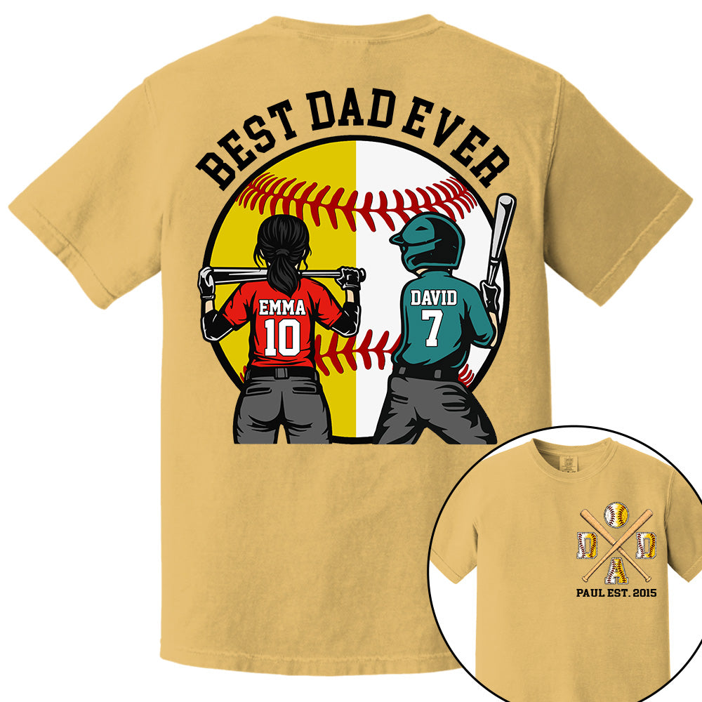 Customized Baseball Softball Dad Shirt - Baseball Softball Dad - Best Dad Ever - Baseball Shirt, Gameday Dad Shirt 2026 - Happy Father's Day 2026 - Personalized Shirt VH01