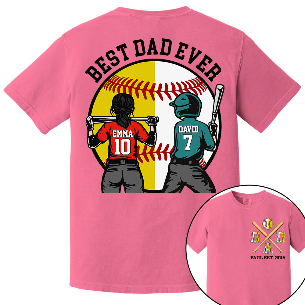 Customized Baseball Softball Dad Shirt - Baseball Softball Dad - Best Dad Ever - Baseball Shirt, Gameday Dad Shirt 2026 - Happy Father's Day 2026 - Personalized Shirt VH01