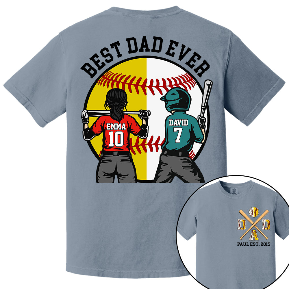 Customized Baseball Softball Dad Shirt - Baseball Softball Dad - Best Dad Ever - Baseball Shirt, Gameday Dad Shirt 2026 - Happy Father's Day 2026 - Personalized Shirt VH01