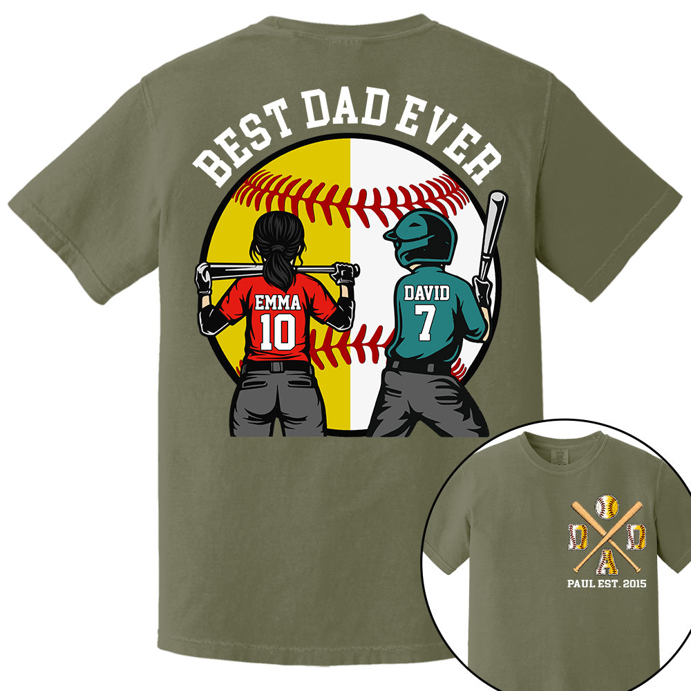 Customized Baseball Softball Dad Shirt - Baseball Softball Dad - Best Dad Ever - Baseball Shirt, Gameday Dad Shirt 2026 - Happy Father's Day 2026 - Personalized Shirt VH01
