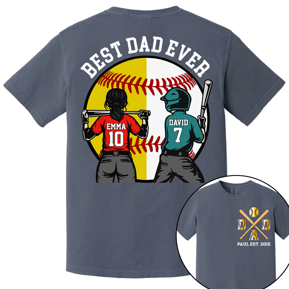 Customized Baseball Softball Dad Shirt - Baseball Softball Dad - Best Dad Ever - Baseball Shirt, Gameday Dad Shirt 2026 - Happy Father's Day 2026 - Personalized Shirt VH01