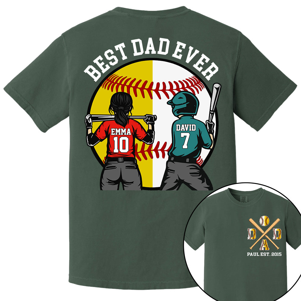 Customized Baseball Softball Dad Shirt - Baseball Softball Dad - Best Dad Ever - Baseball Shirt, Gameday Dad Shirt 2026 - Happy Father's Day 2026 - Personalized Shirt VH01